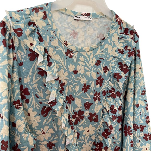 ZARA WOMAN MIDI FLORAL DRESS WITH RUFFLES SIZE L Bloggers Fav - Picture 3 of 13